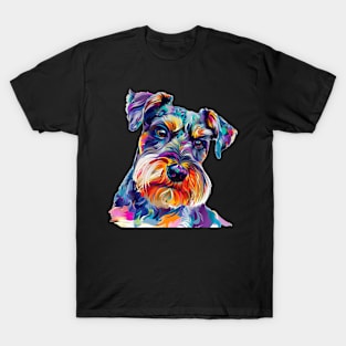 Miniature Schnauzer Colorfull Pop Art Design For Dog Onwer T-Shirt